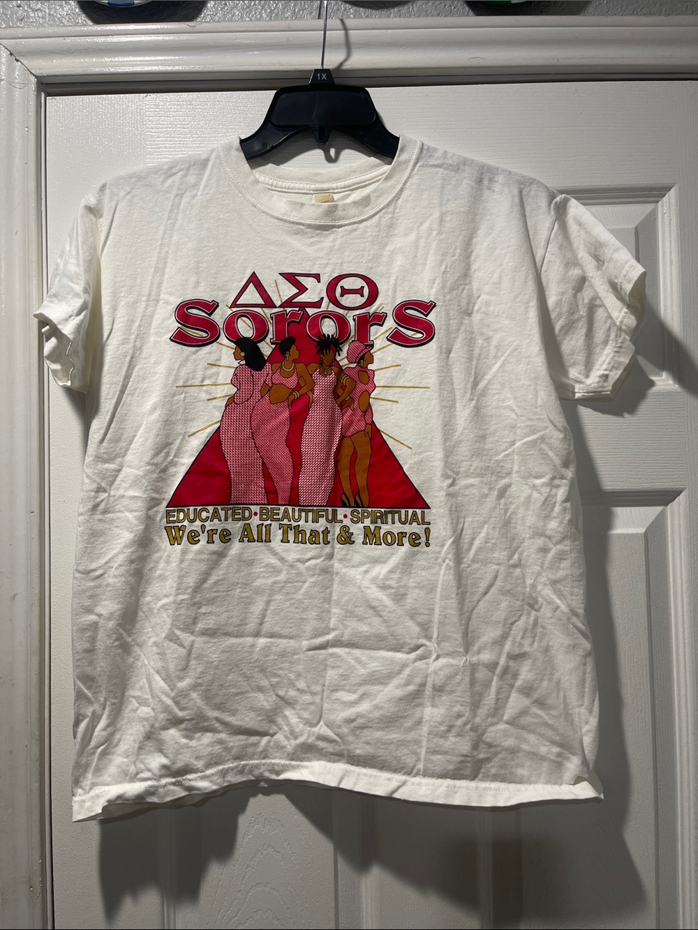 Delta Sigma Theta Sorors Graphic Tee - White with Red Design
